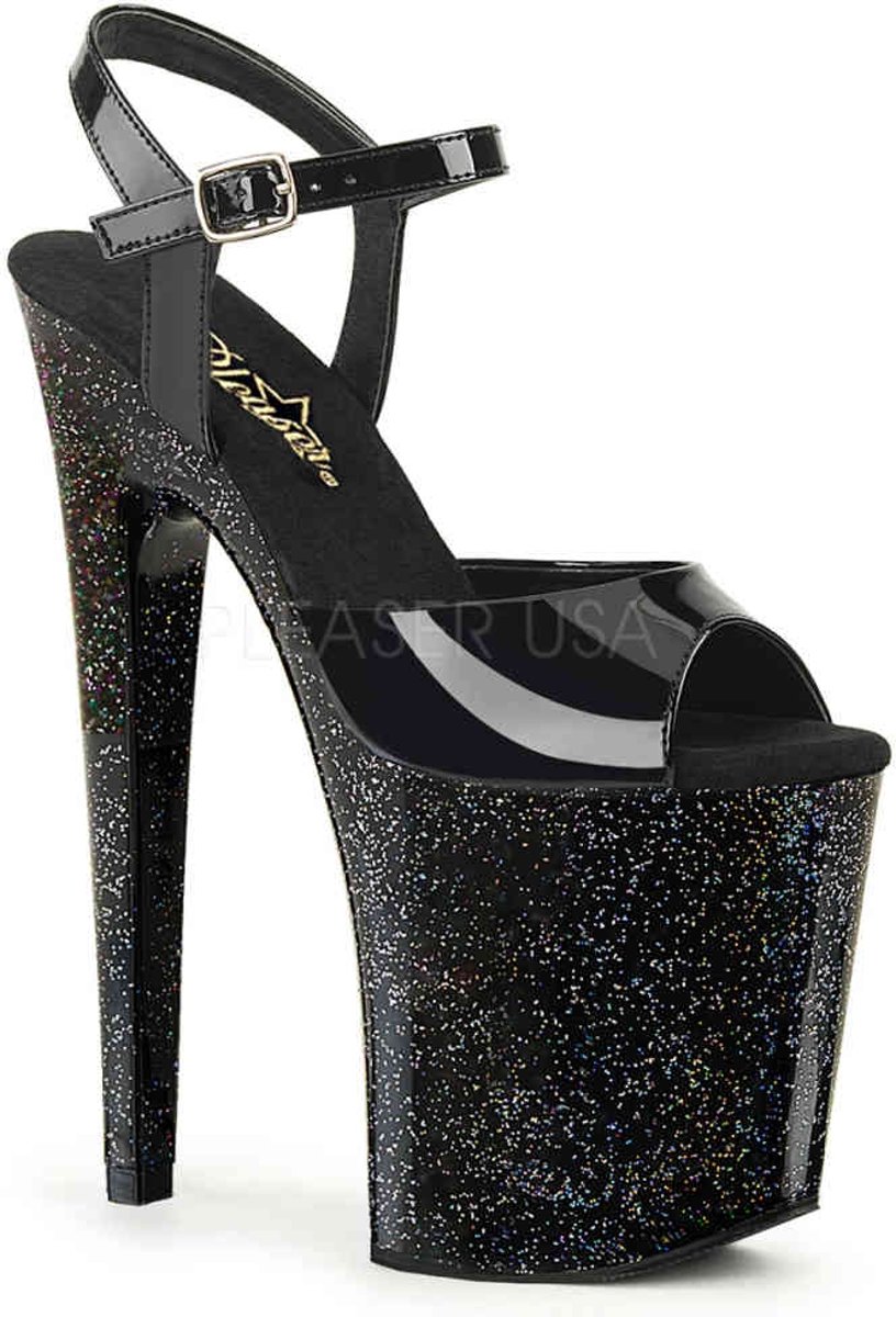 EU 37 = US 7 | XTREME-809MG | 8 Heel, 4 PF Ankle Strap Sandal w/Glitter